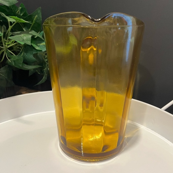 Vintage Amber Panel Glass Pitcher – Smooth Paneled Design - Picture 3 of 8